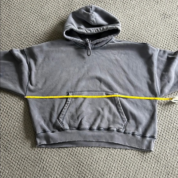 Abercrombie & Fitch Charcoal Hoodie Soft A&F Essentials Gray Large Cropped - Picture 3 of 9